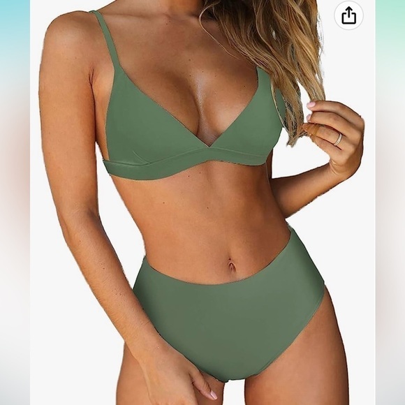 None Other - NWOT  Large Two Piece Swimsuit High Waisted V Neck Triangle Bathing Suit…